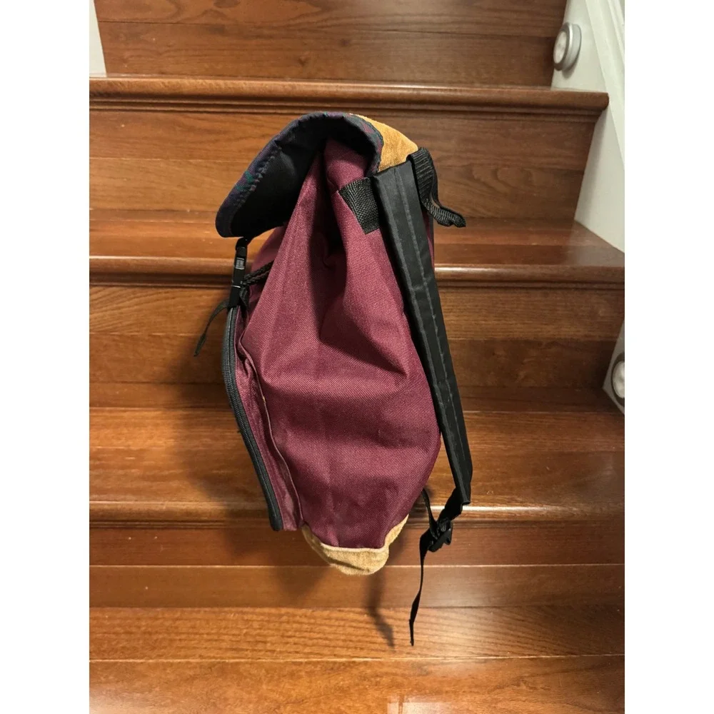 Outbrook Vintage Canvas Backpack Burgundy Suede Trim Southwestern Daypack Bag